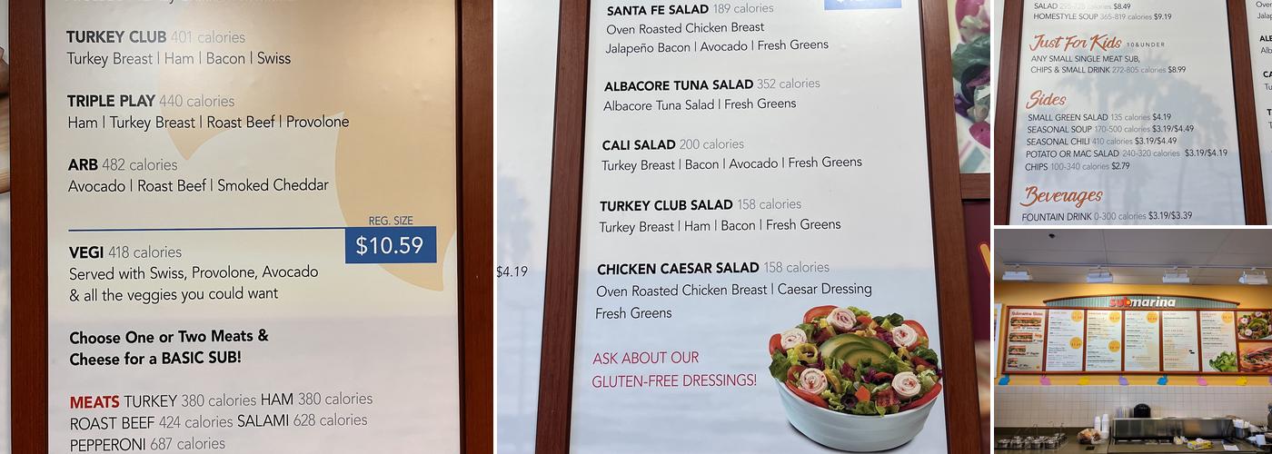 Submarina California Subs Menu