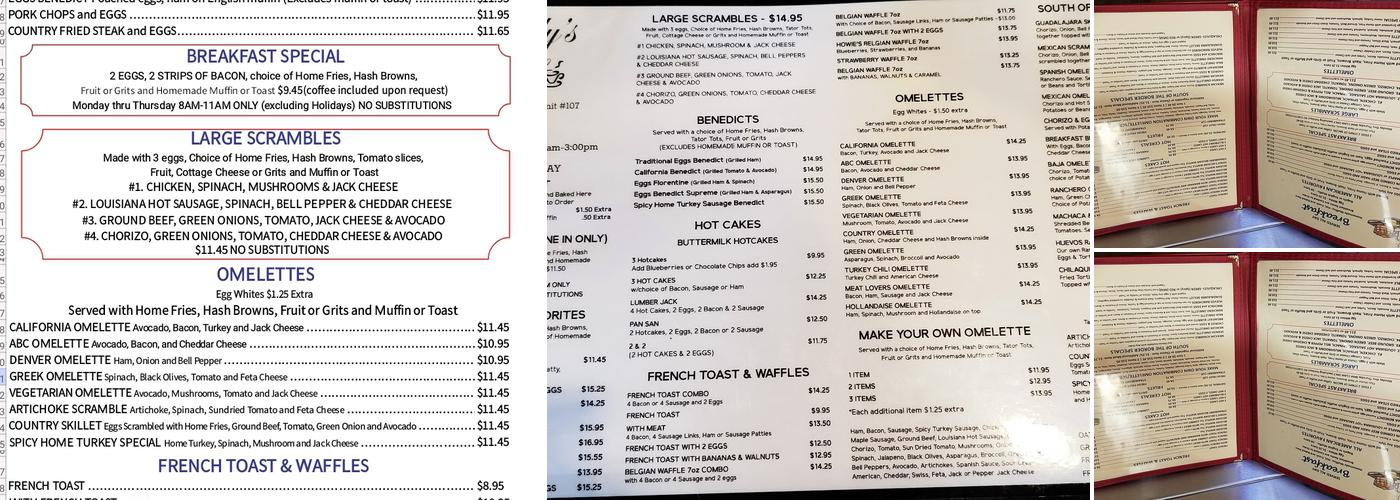 Chelly's Cafe Menu