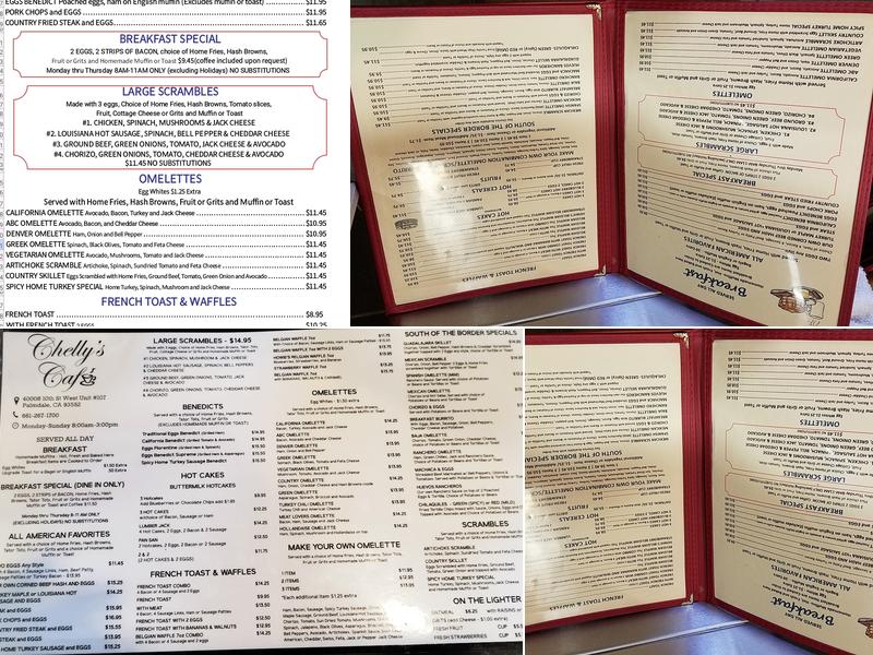 Chelly's Cafe Menu