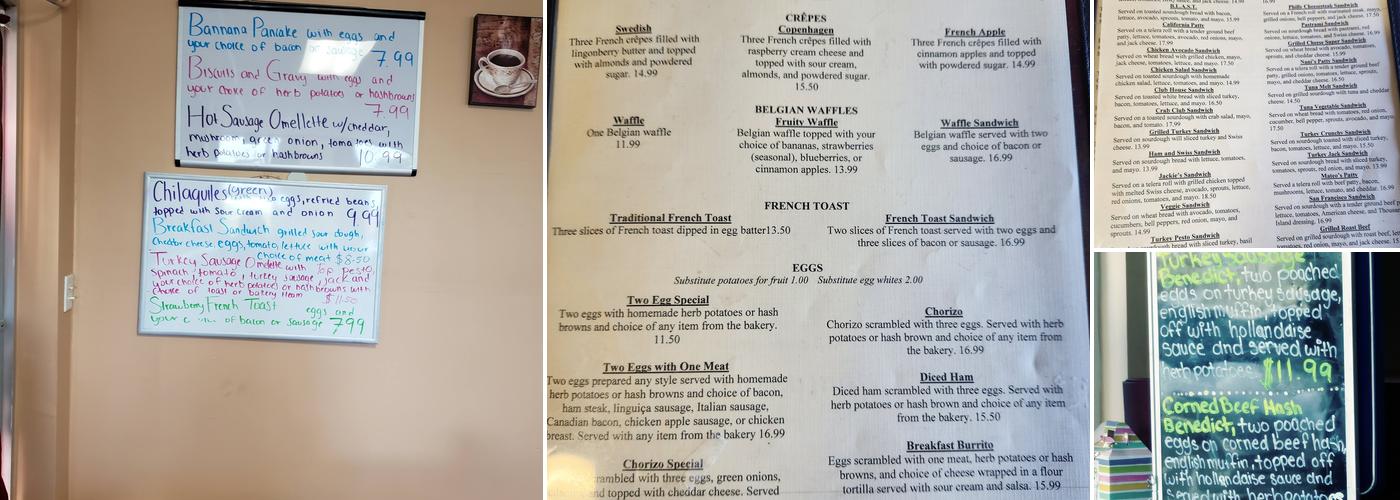 Jackies Cafe Menu