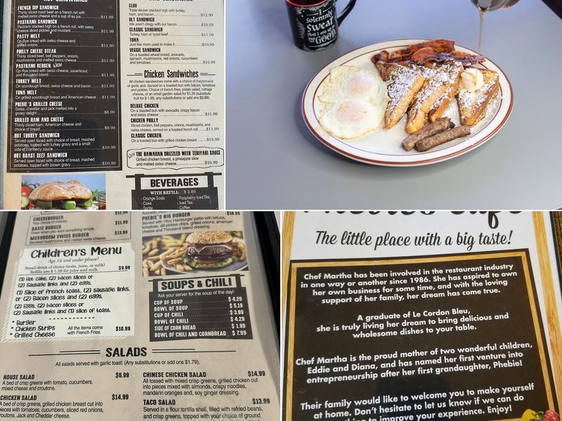 Phebies Cafe Menu