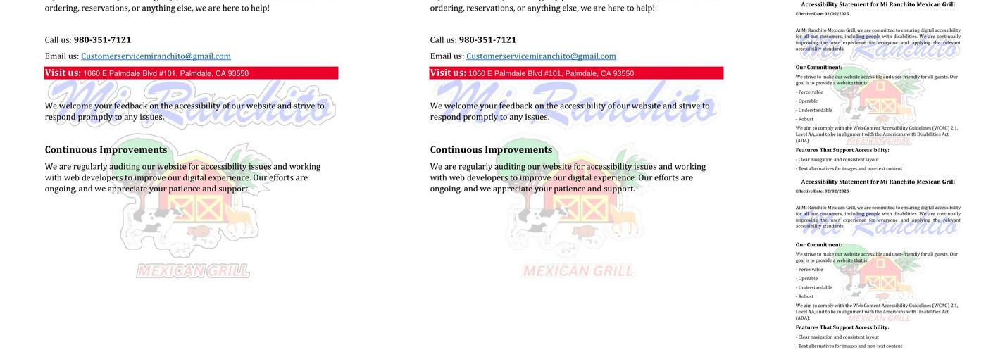 Mi Ranchito Menu