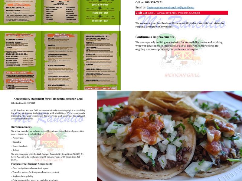 Mi Ranchito Mexican Grill Menu