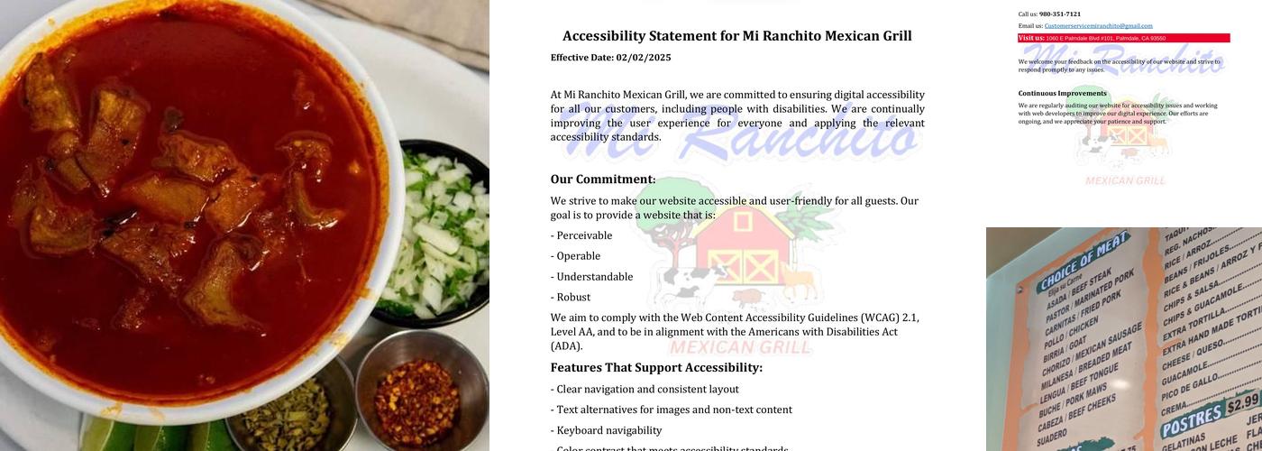 Mi Ranchito Restaurant Menu