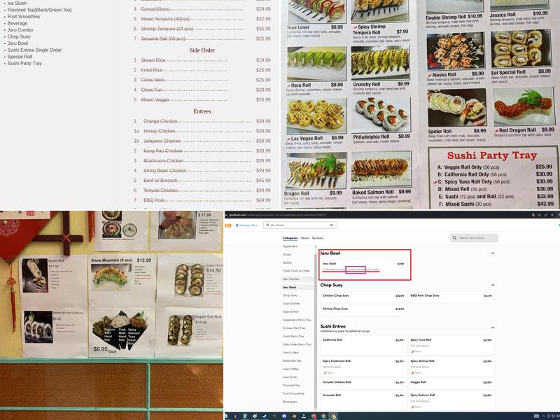 Jaru House Menu