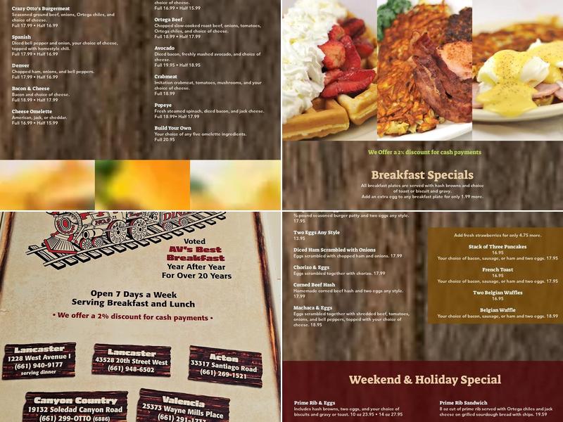 Crazy Otto's Diner Menu