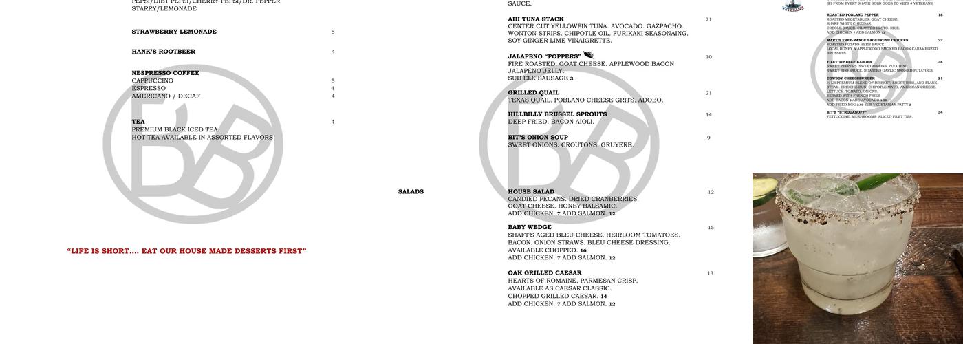 Broken Bit Steakhouse Menu