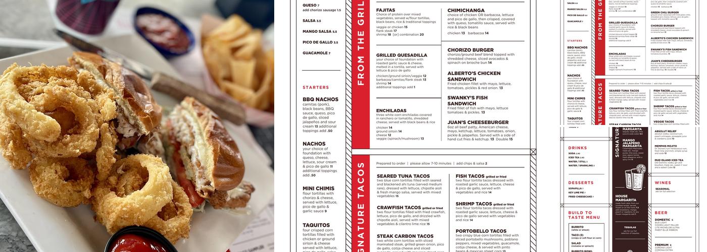 Swanky's Taco Shop East Memphis Menu