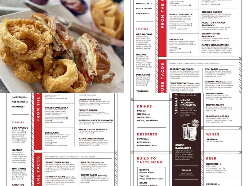 Swanky's Taco Shop East Memphis Menu