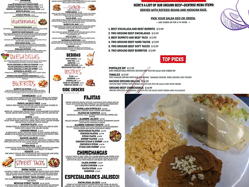 Portales Mexican Restaurant Menu