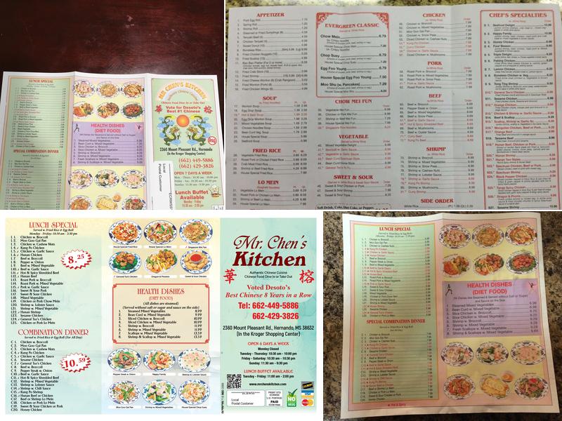 Mr Chen's Kitchen Menu