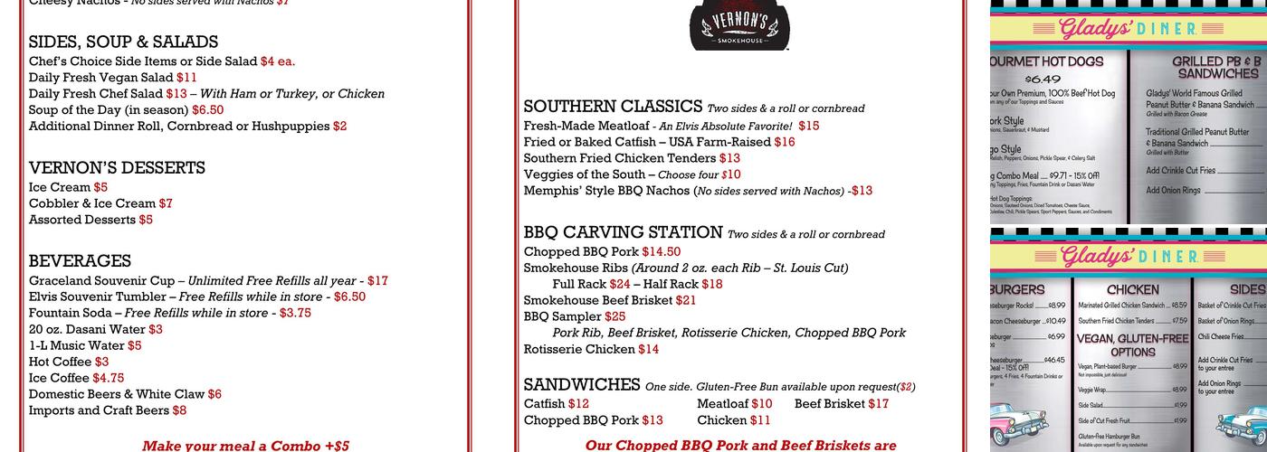 Gladys' Diner Menu