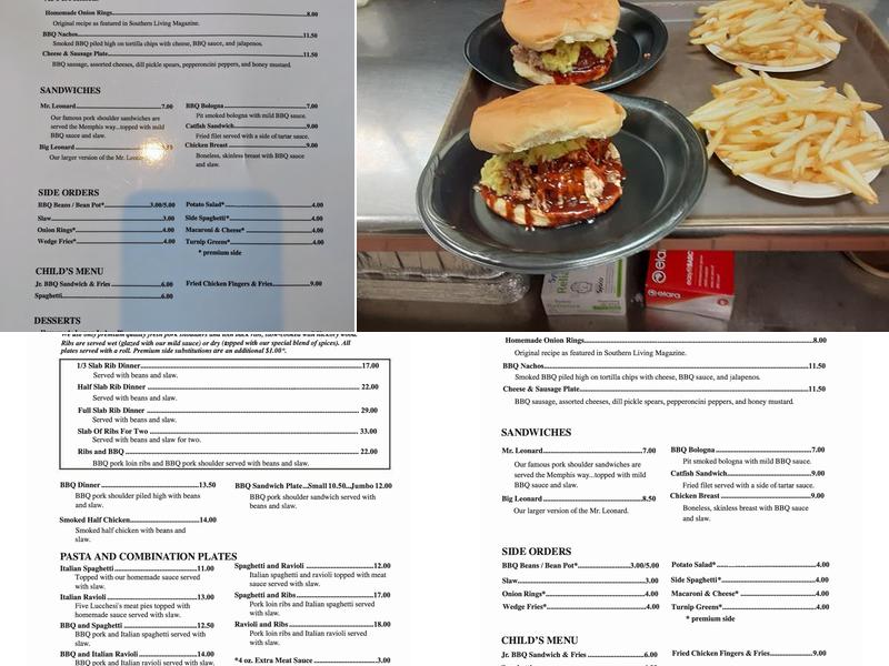 Leonard's Pit Barbecue Menu