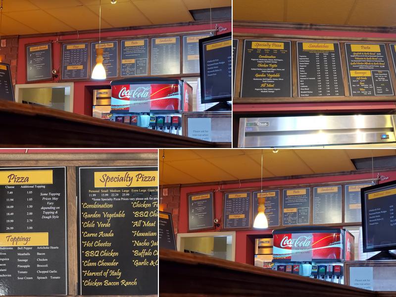 Rosa's Pizza Menu