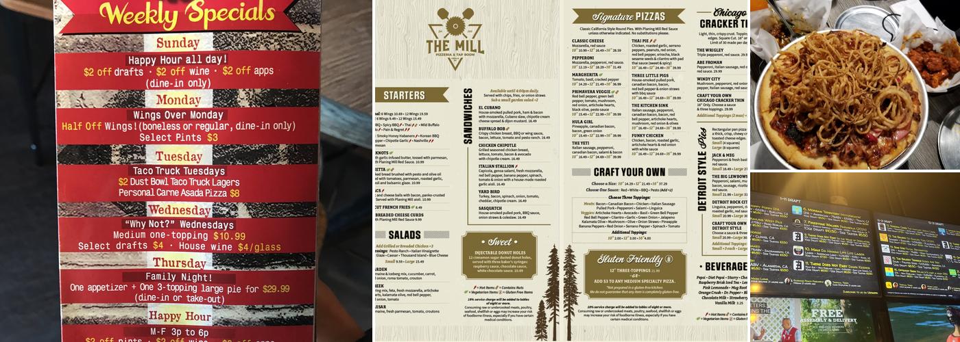 The Planing Mill Menu
