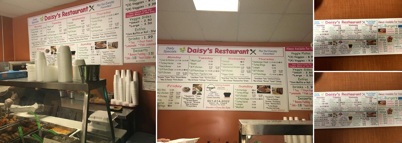 Daisy's Restaurant Menu