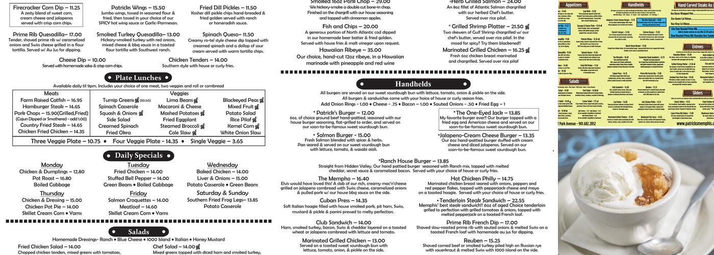 Patrick's Menu