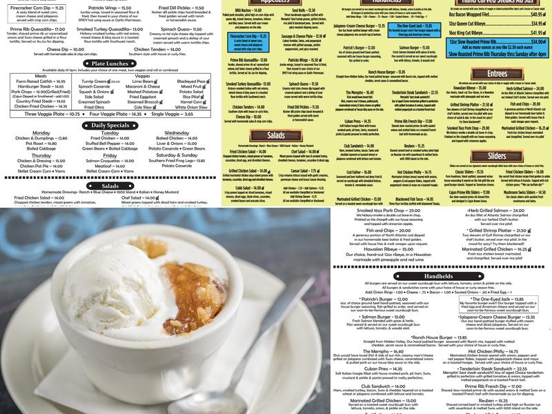 Patrick's Menu