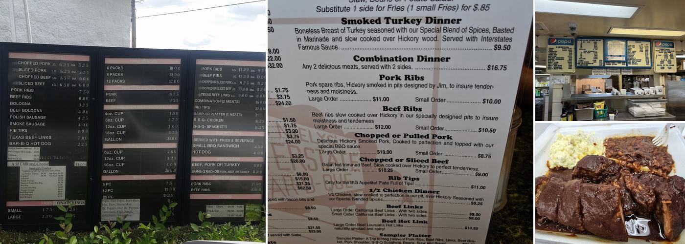 Jim Neely's Interstate Bar-B-Q Menu