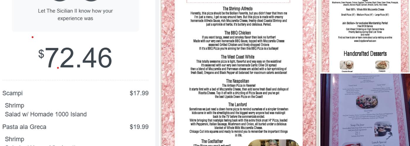 The Sicilian II Menu