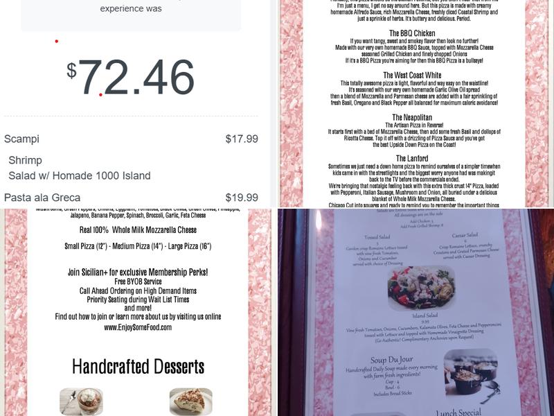 The Sicilian II Menu