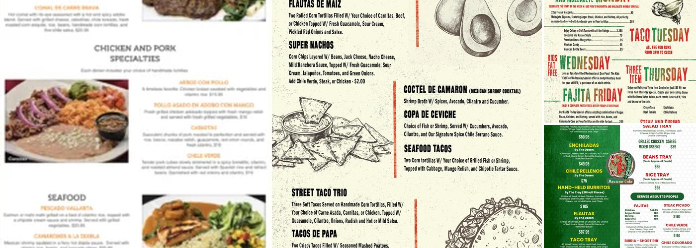 Que Pasa Mexican Cafe Menu