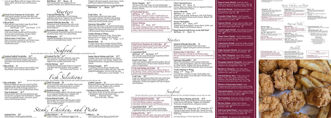 Half Shell Oyster House Menu