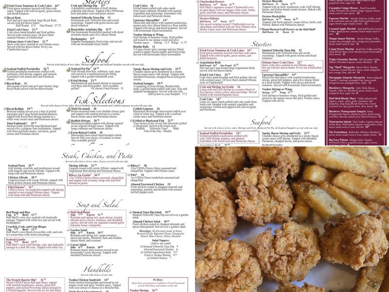 Half Shell Oyster House Menu
