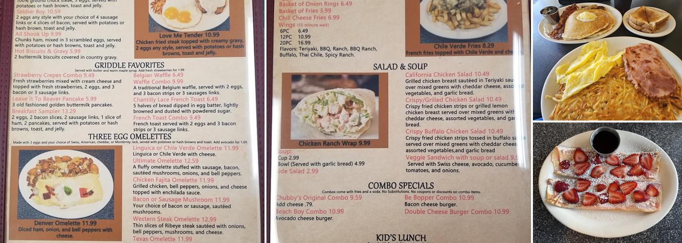Chubby's Diner Menu