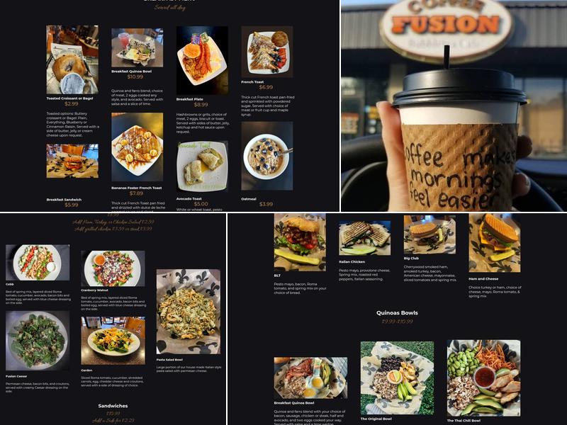 Coffee Fusion Menu