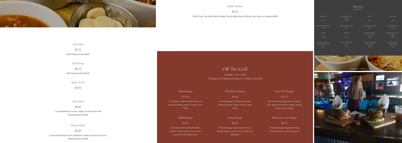 Smiling Moose Saloon & Grill Menu