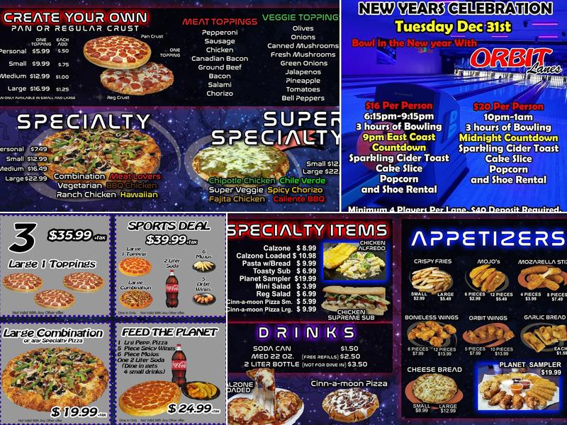 YR Pizza Planet-Orange Cove Menu