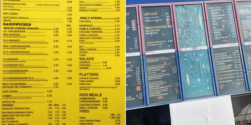 Mr Rodgers Hamburgers Menu