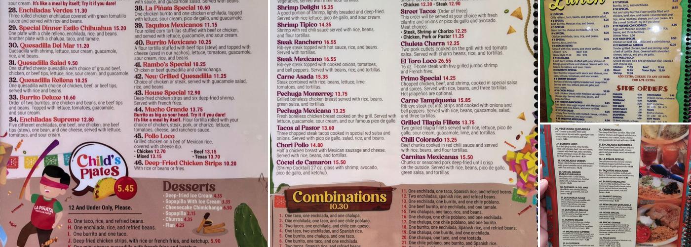 La Pinata Menu
