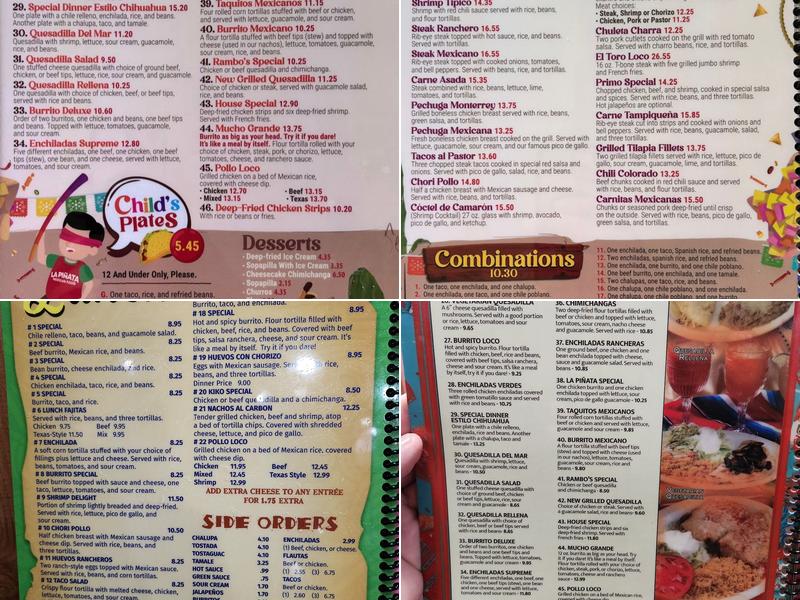 La Pinata Menu