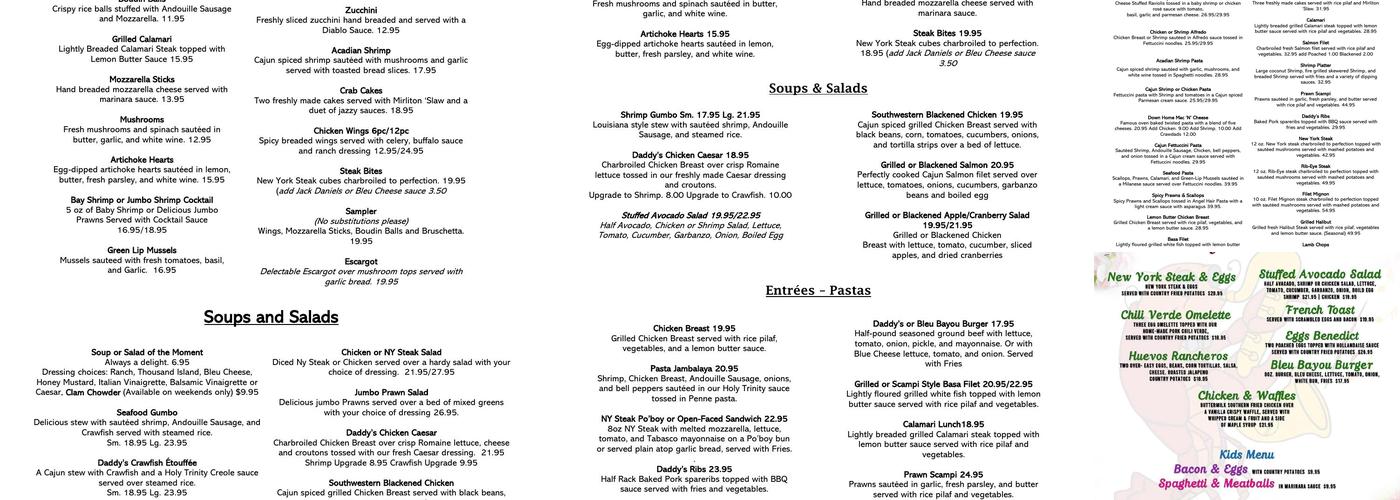 Crawdaddy's Menu