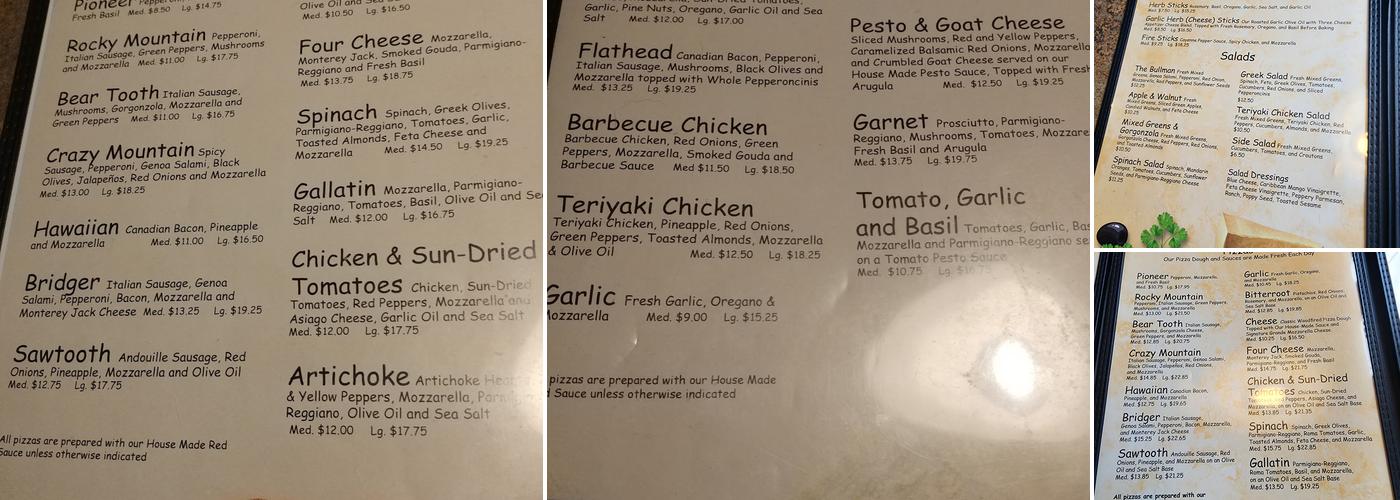 Bullman's Wood Fired Pizza Menu