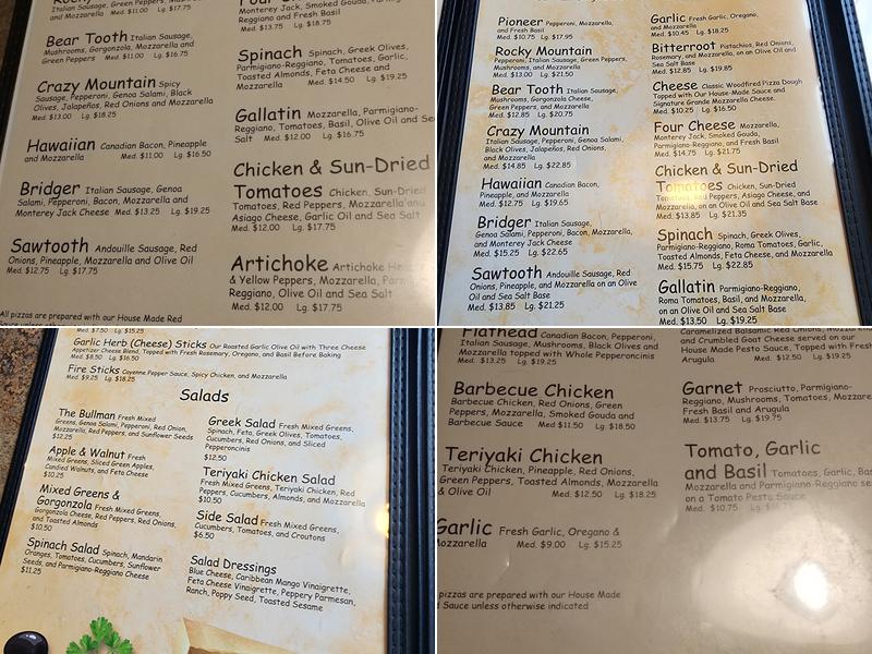 Bullman's Wood Fired Pizza Menu