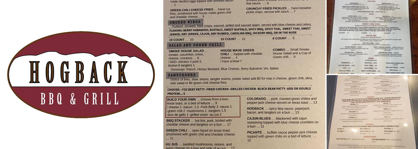Hogback BBQ & Grill Menu