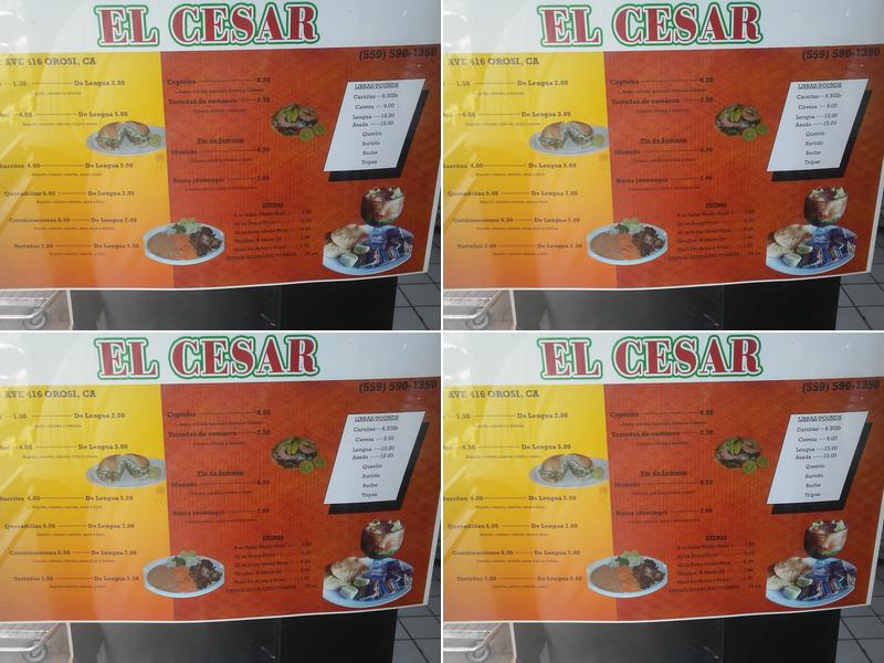El Cesar Menu