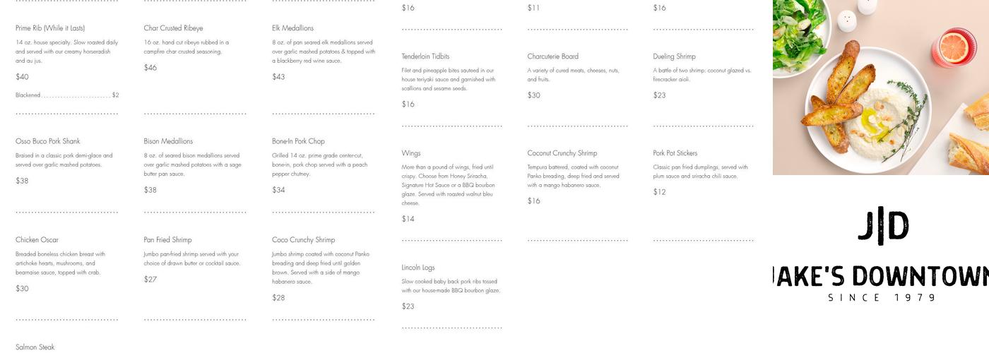 Jake's Downtown Menu