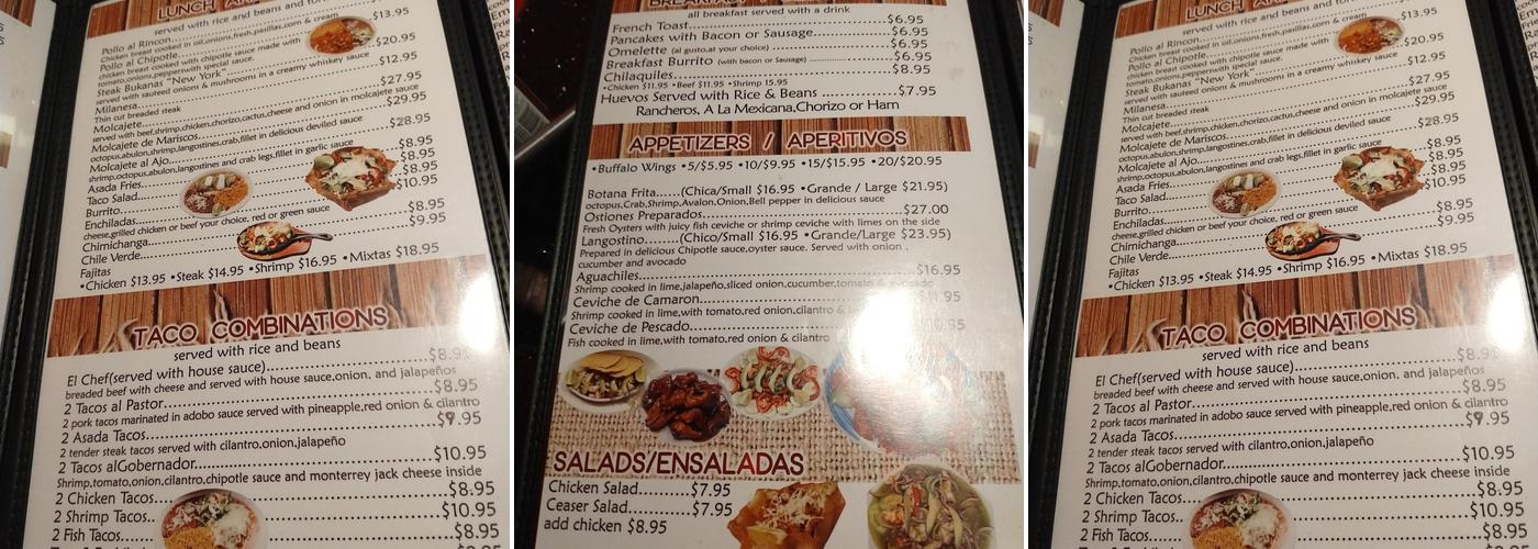 El Bukanas Menu