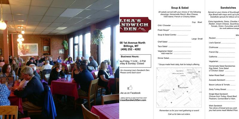 Lisa's Sandwich Den Menu