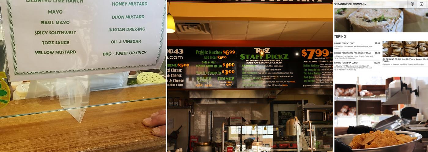 TopZ Sandwich Company Menu