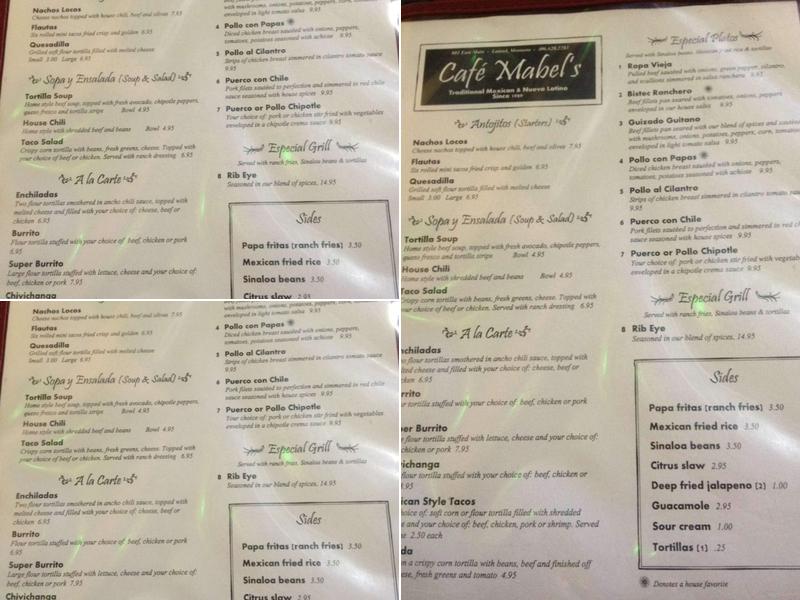 Cafe Mabel Menu