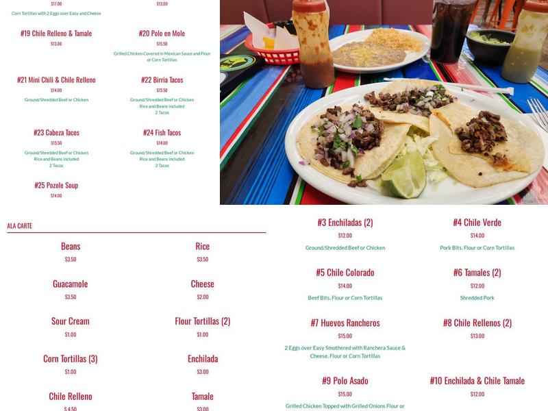 Los Mayas Restaurant Menu