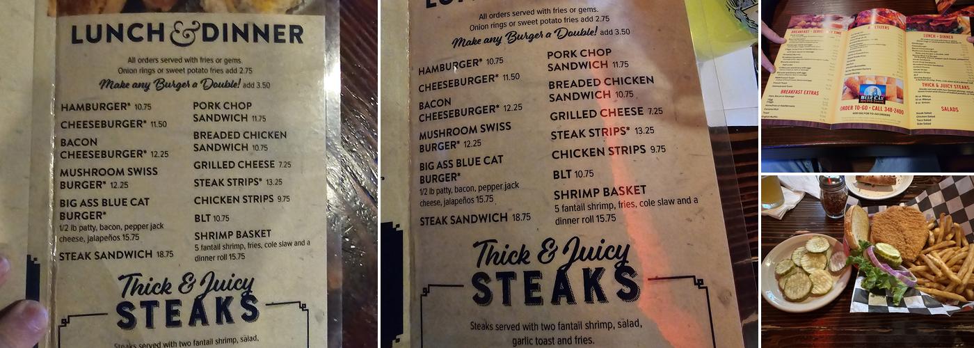 Blue Cat Bar & Grill Menu