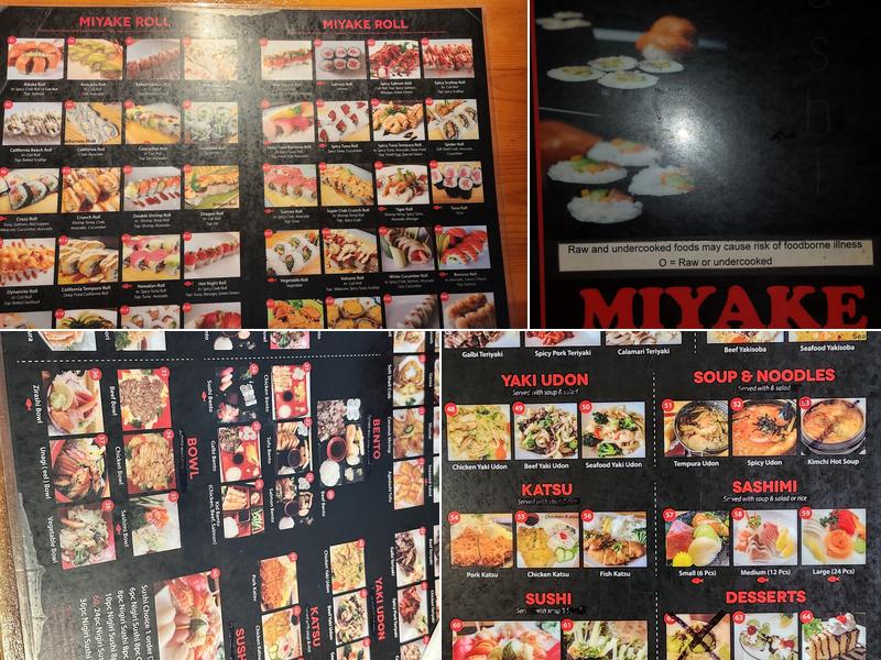 Miyake Japanese Restaurant Menu