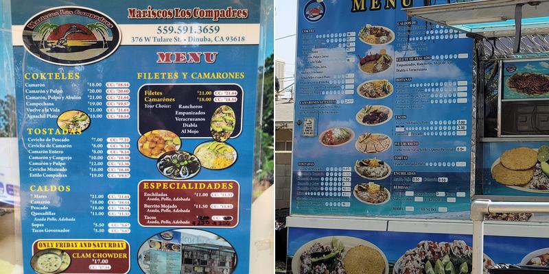 Mariscos Los Compadres Menu