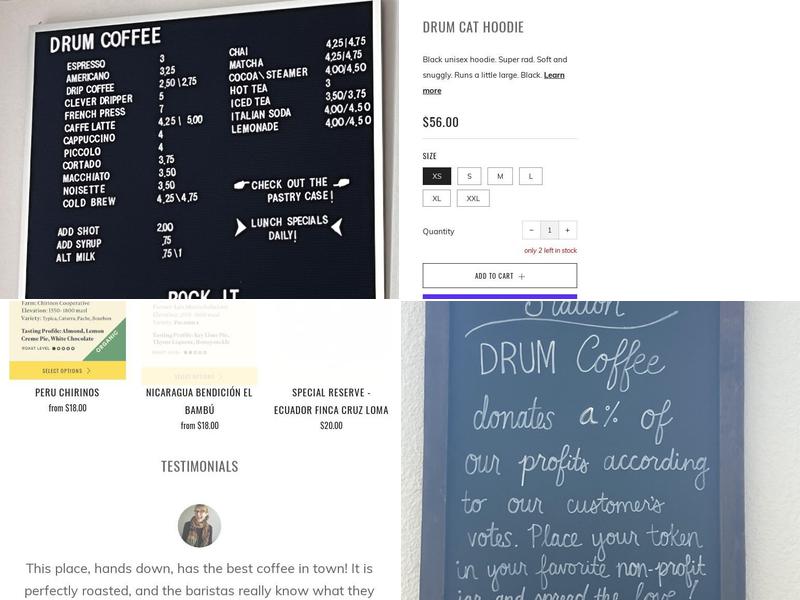 Drum Coffee Roasting Menu